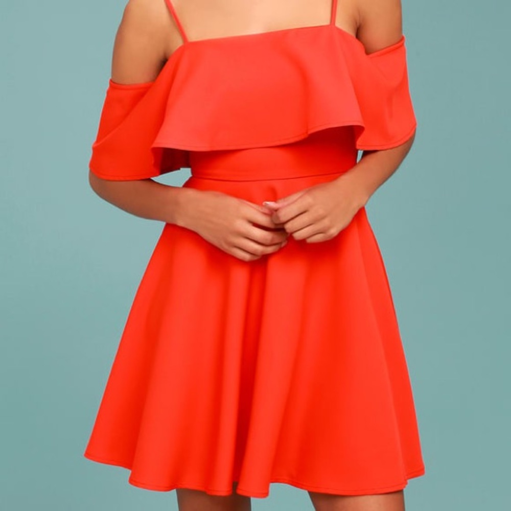 lulus coral skater dress